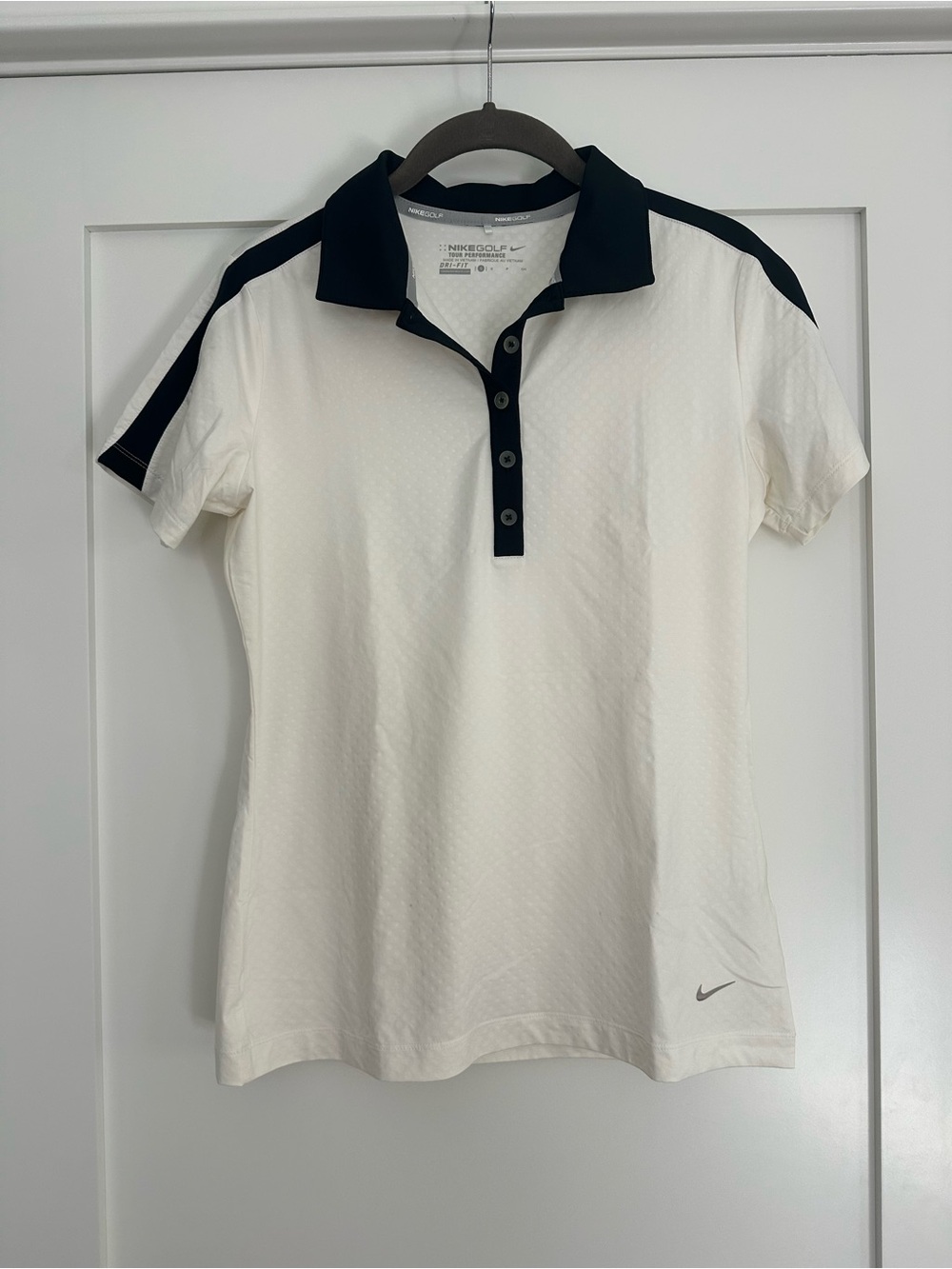 Nike White Polo with Black Collar and Shoulder Trim